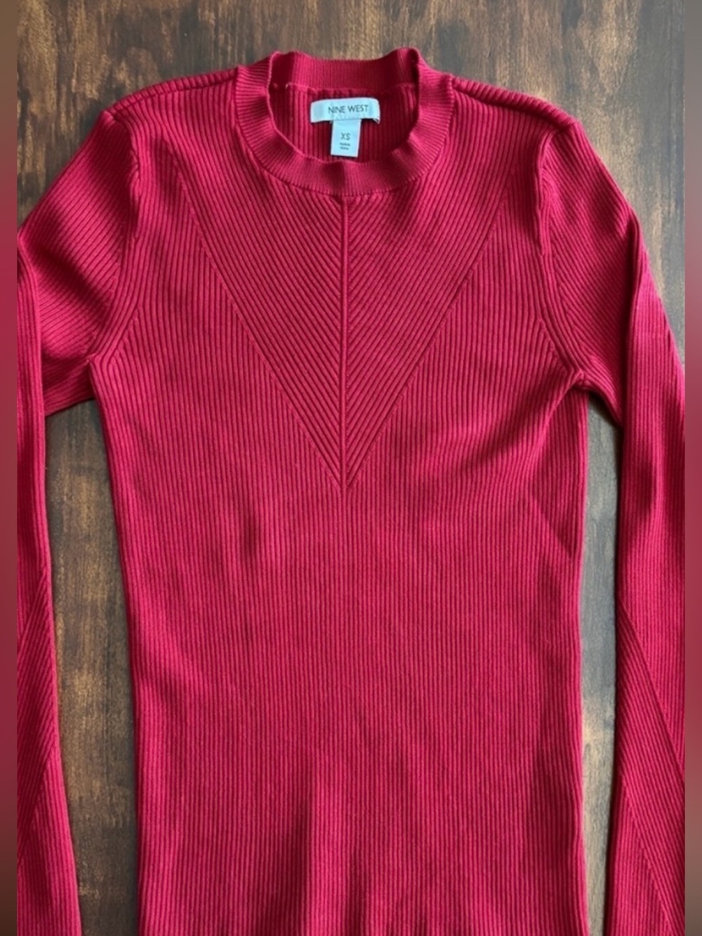Nine West Ribbed Sweater Crewneck Red  XS